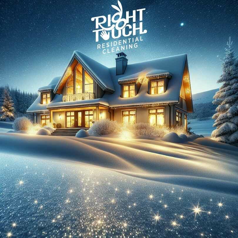Sparkling lit up home in the snow